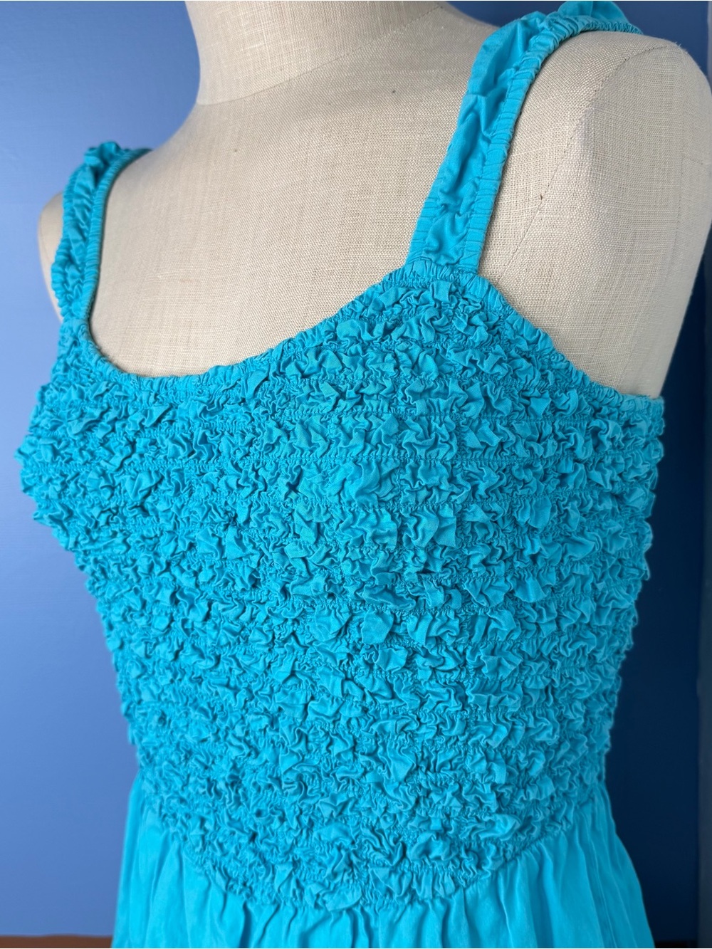 Saylor Mariah Smocked Mini Dress Turquoise Size Small - Picture 5 of 9